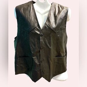 🏍️ Black GENUINE HOG LEATHER VEST
BY ROCKY RANCH MIDEST-Size Large 🏍️